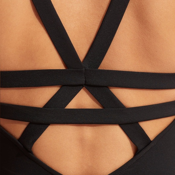 New Seafolly x Anthropologie Cutout V-Neck 8/Med Black 1Pc Strappy Maillot Swim - Picture 4 of 16